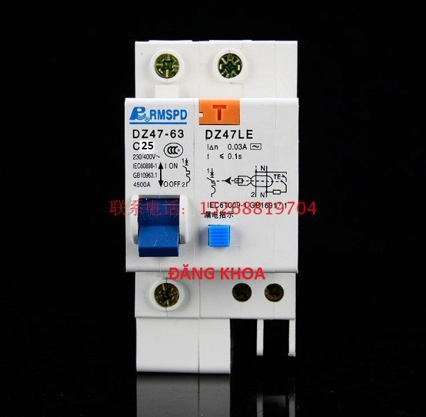 Aptomat chống giật 1P + N, dòng điện: 25A