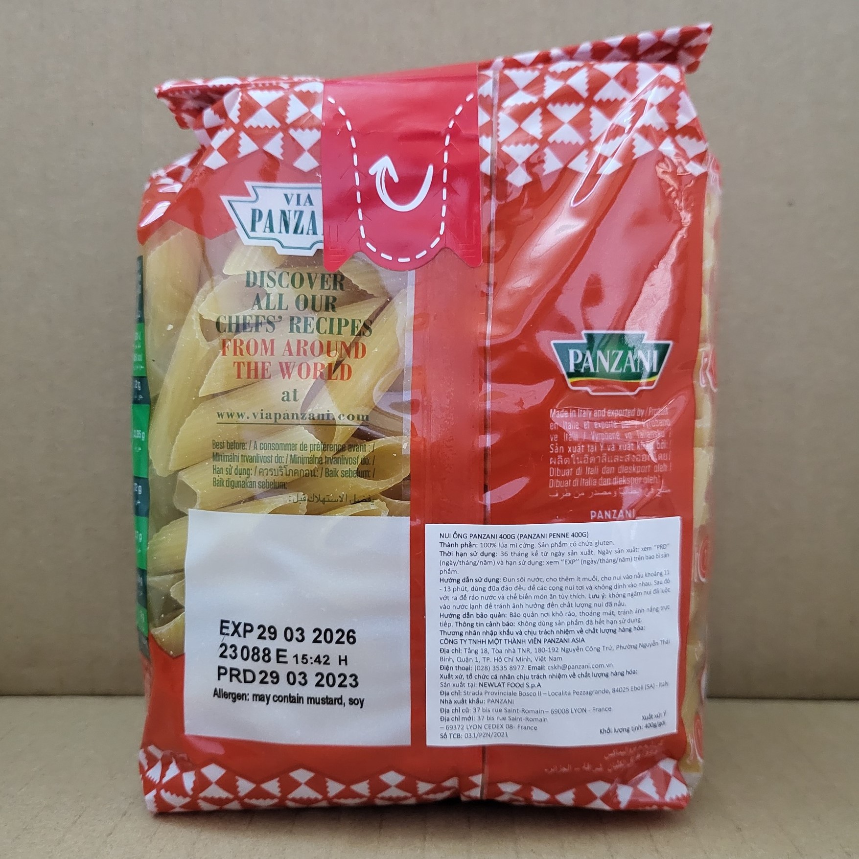 [Gói 400g – PENNE] NUI ỐNG XÉO [Italia] PANZANI Penne Rigate Pasta
