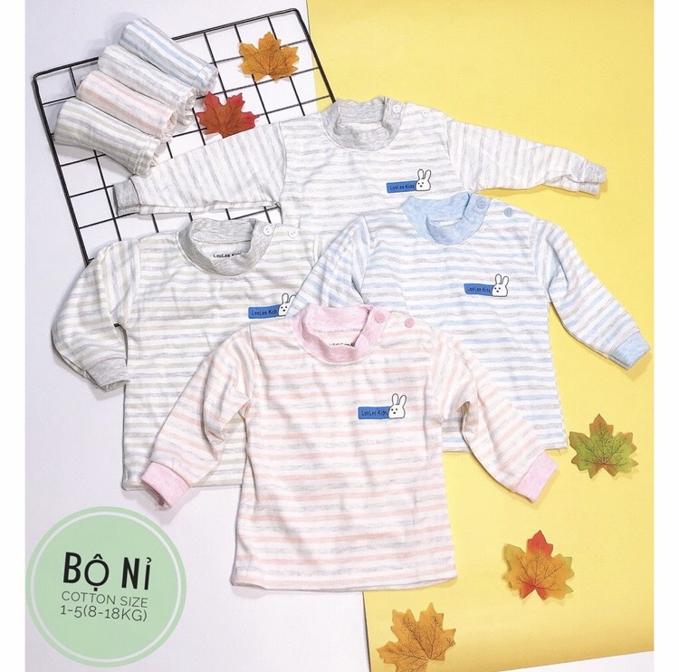 Bộ nỉ kẻ ngang Lee Lee kid thỏ ( sỉ lẻ đồ sơ sinh bebong86 )