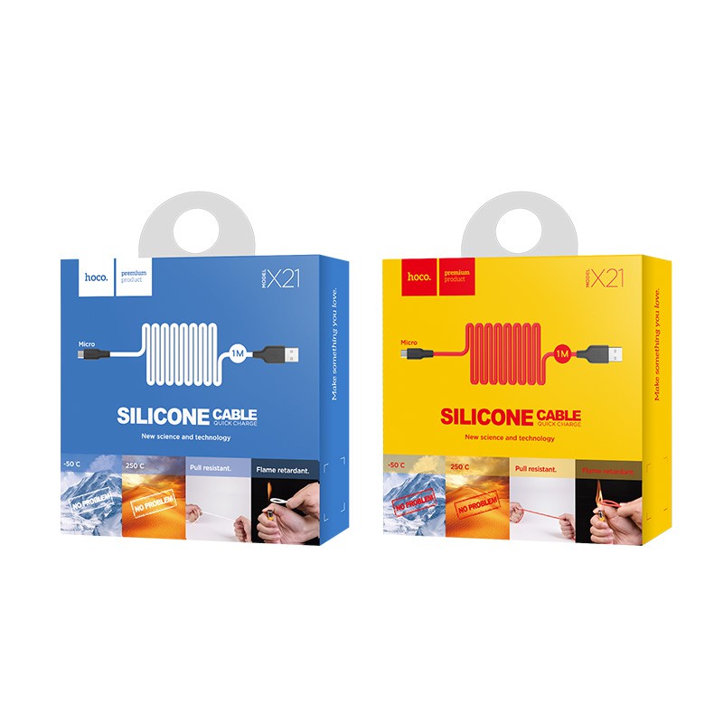 Cáp sạc nhanh iphone hoco X21 silicone mềm đốt không cháy chống đứt