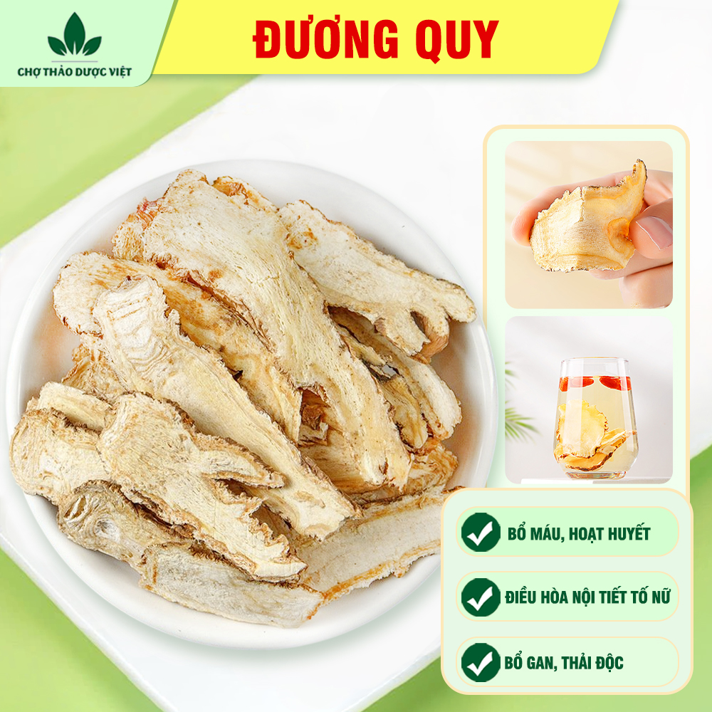 Đương quy 500g, quy ngố thái lát mỏng, trắng, thơm, bổ máu, bổ khí huyết