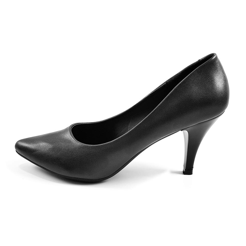 Giày nữ cao gót 7cm da bóng Evelynv 7P03AZ (Đen)