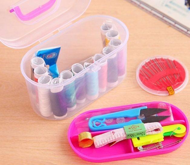 Bộ kim chỉ, dụng cụ may vá + bấm móng tay (Hồng)