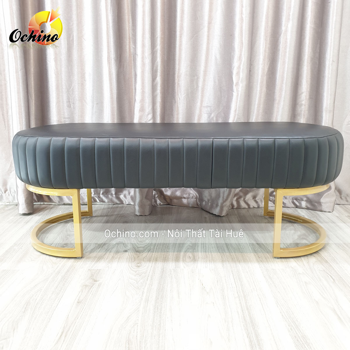 (FREE SHIP) Ghế Dài Ngồi Chờ ( Hình Bầu Dục Chân vàng Sang Chảnh) dài 1m2