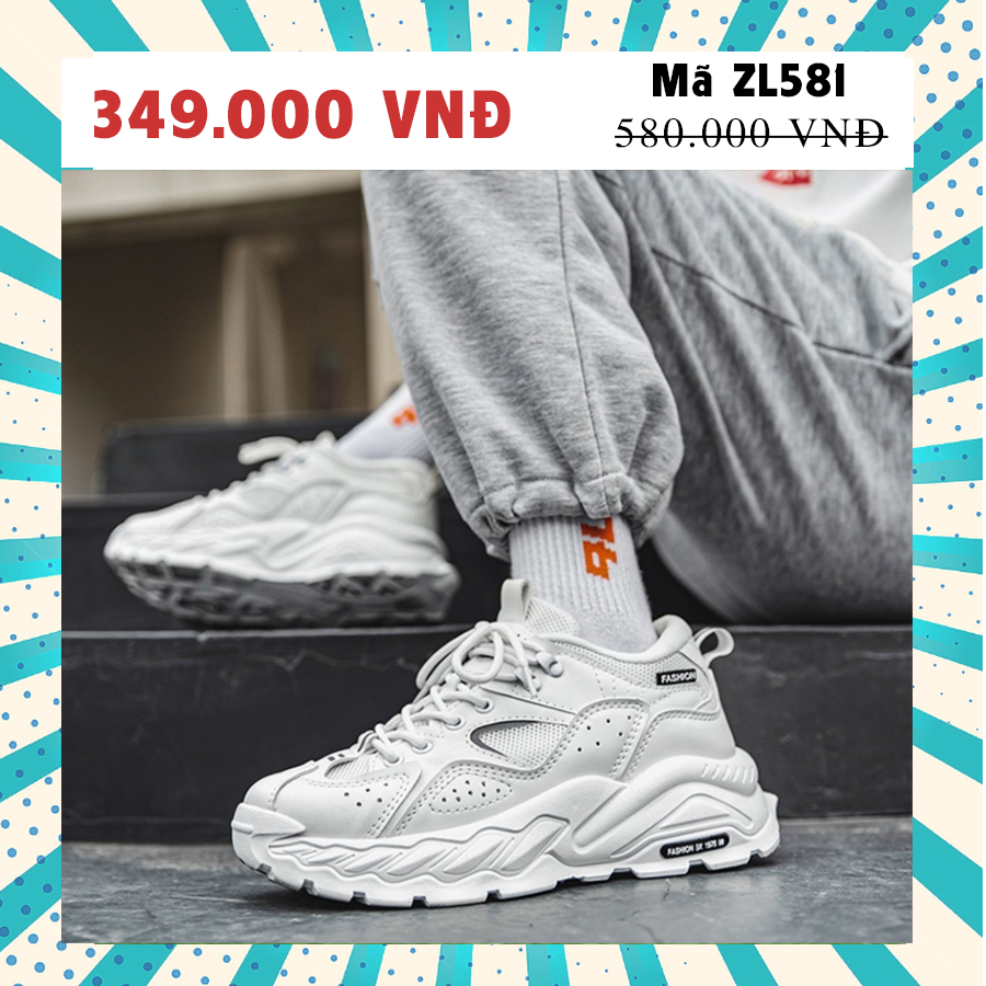 🇰🇷 Giày Thể Thao Sneaker Trắng phản quang tăng chiều cao phiên bản Hàn Quốc ZL581