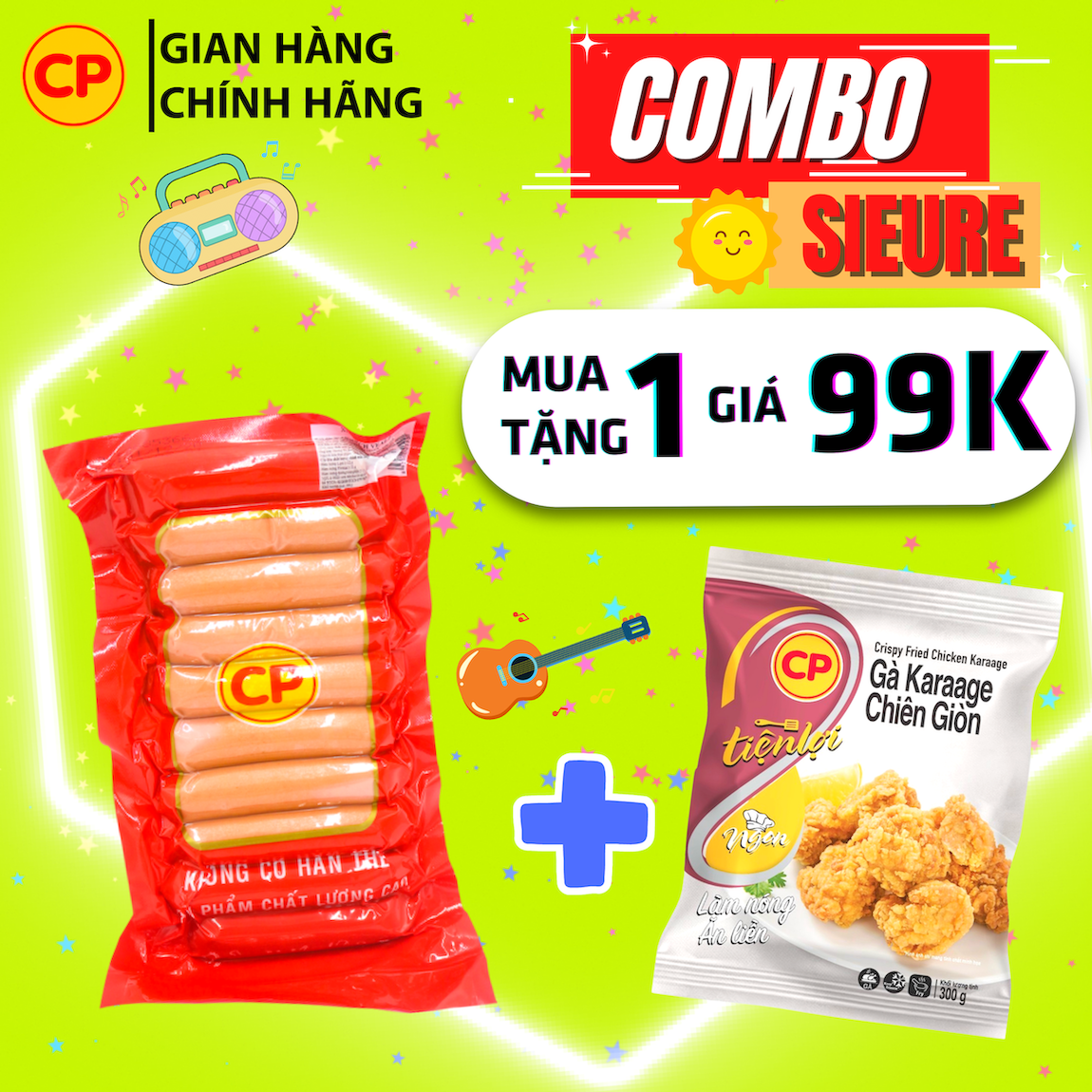 Combo SIEURE Xúc Xích Vealz 3A + Gà Chiên