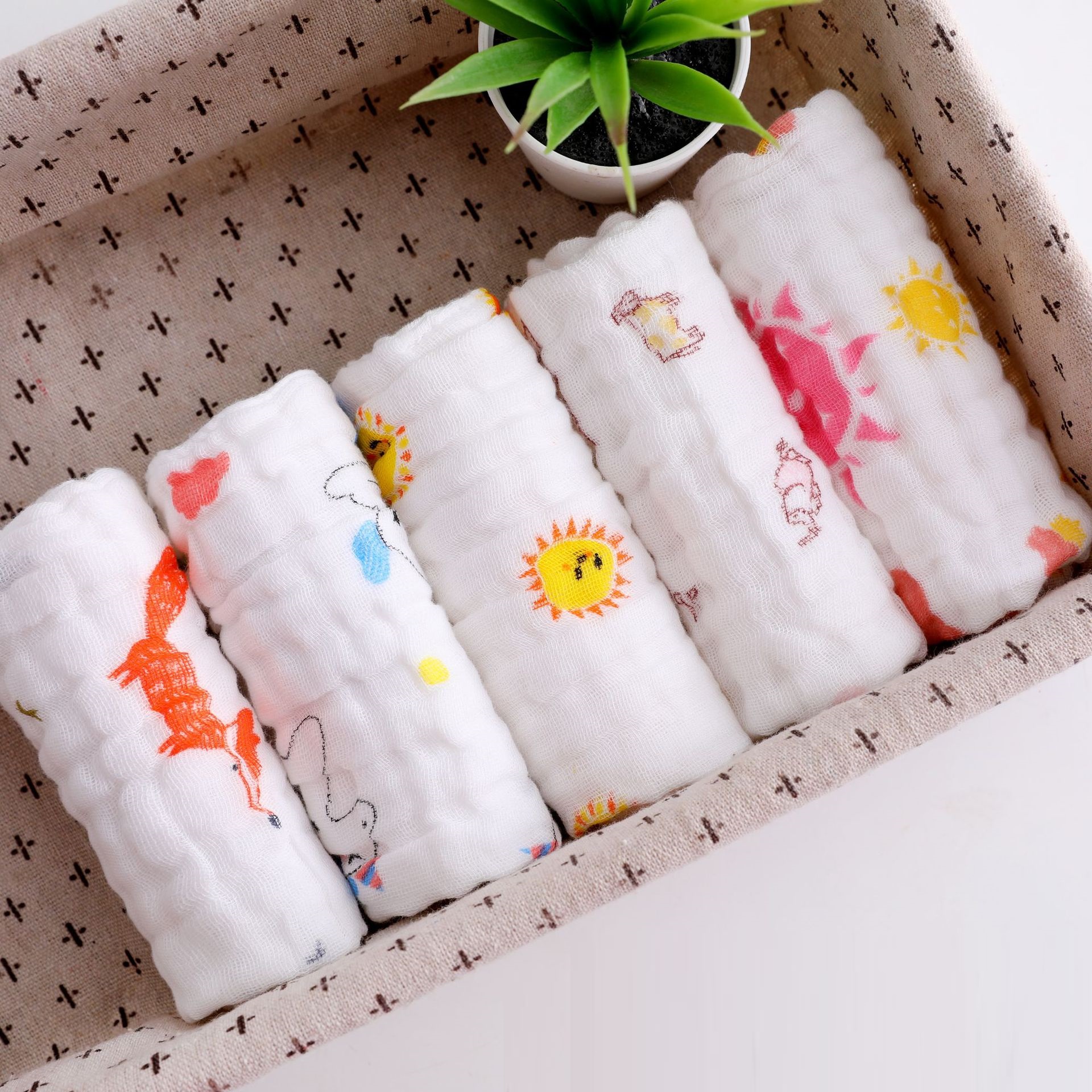 Set 5 khăn sữa 6 lớp dòng xô nhăn siêu thấm