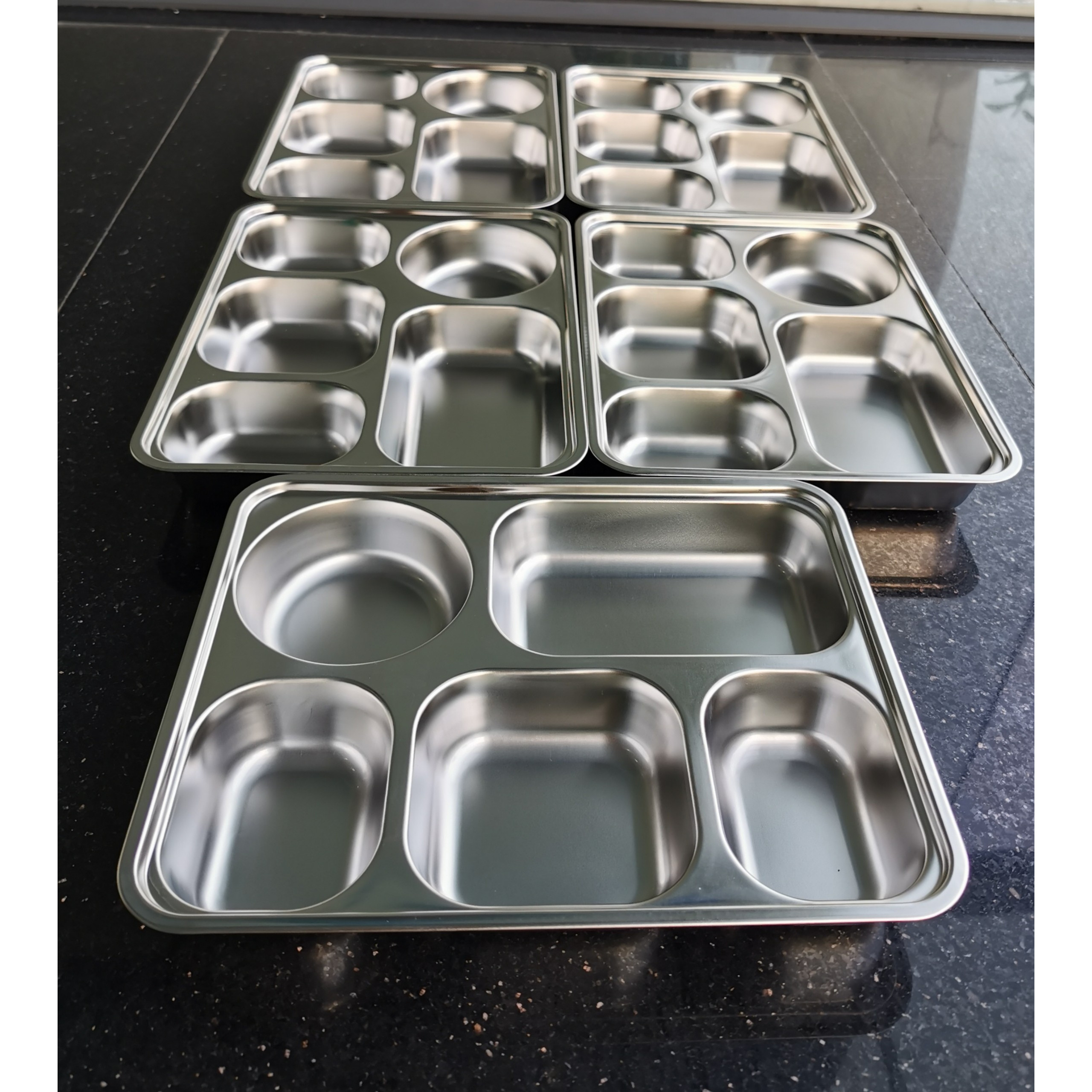 Khay inox 5 ngăn SUS - Khay đựng cơm inox cao cấp