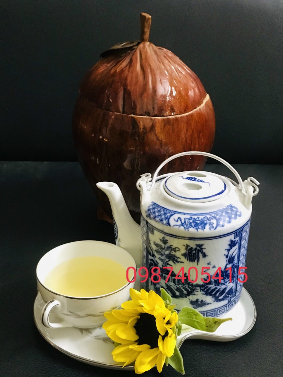 [Freeship] Bình đựng ấm trà trái dừa loại 1,2 lít
