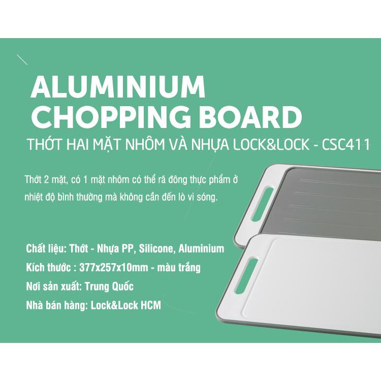 Thớt Rã Đông 2 Mặt Kháng Khuẩn Lock&Lock Csc411 [38X26Cm]
