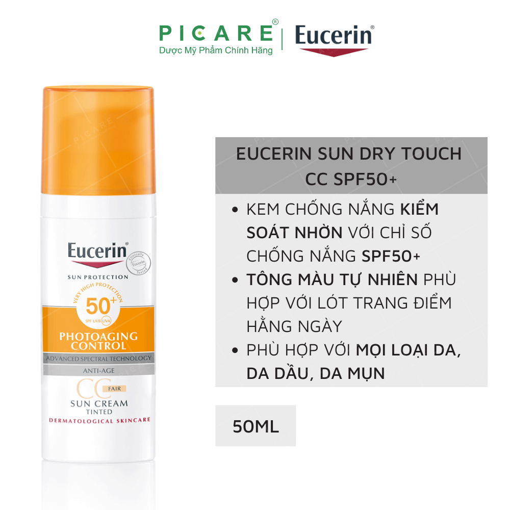 [GIẢM 20K ĐƠN 399K] Eucerin Chống nắng cho da mặt Sun Face CC Cream SPF 50+ 50ml