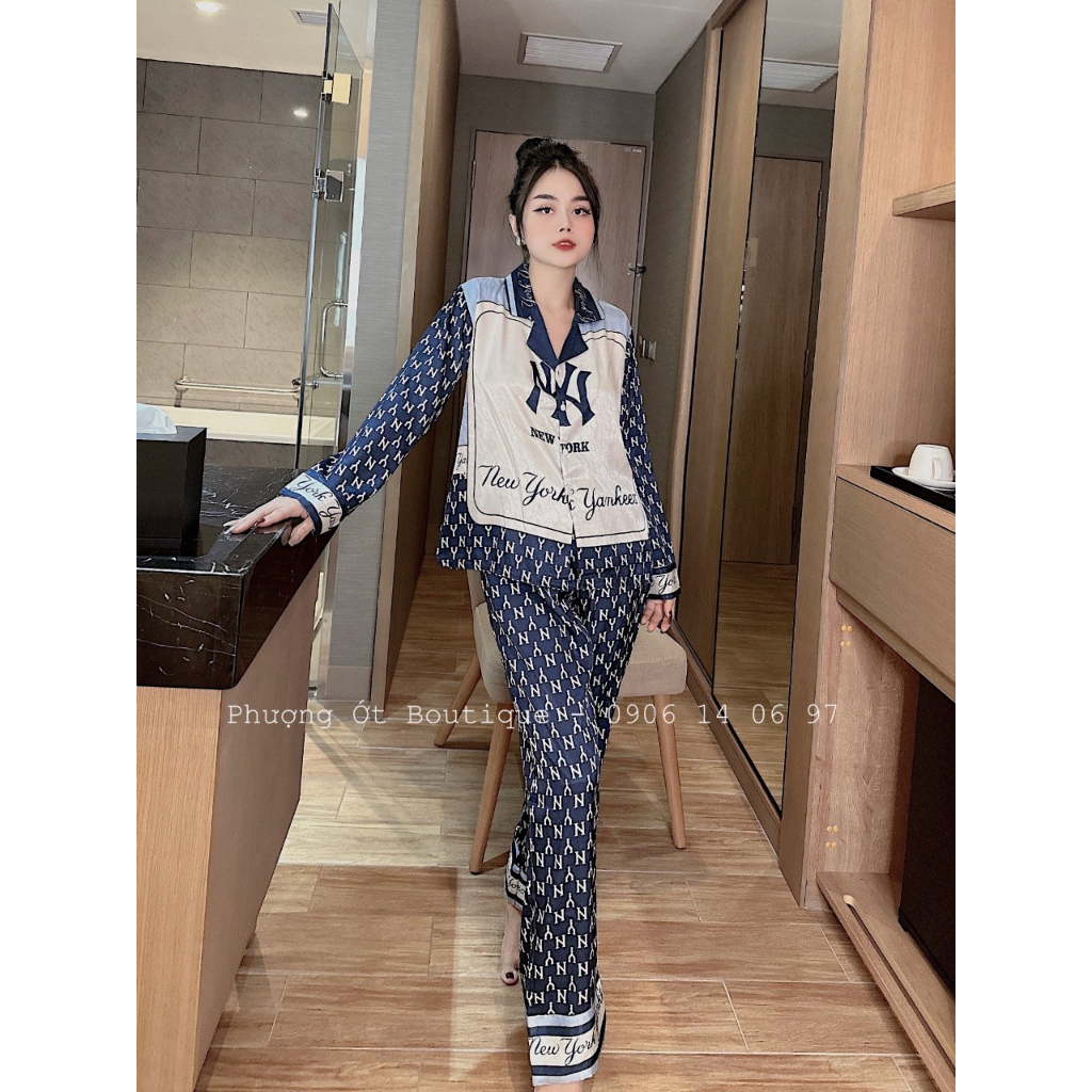 Đồ Ngủ Pyjama Nữ Tay Dài Quần Dài Chất Lụa Xước Cao Cấp Freesize