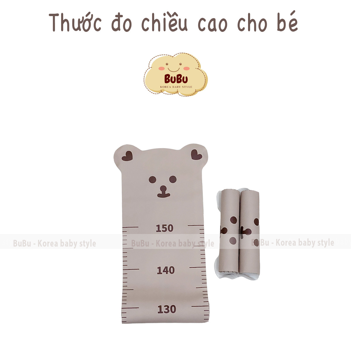 Thước Đo Chiều Cao Dán Tường Trẻ Em Bé Hình Gấu Dễ Thương