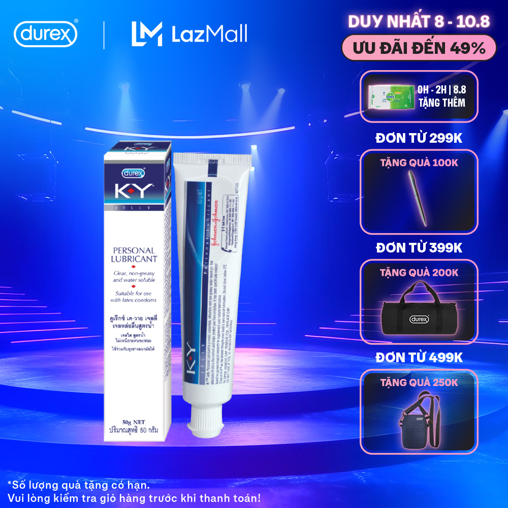 [Voucher giảm tối đa 45K đơn từ 349K] Gel bôi trơn Durex K-Y Jelly 50g ( KY Jelly)