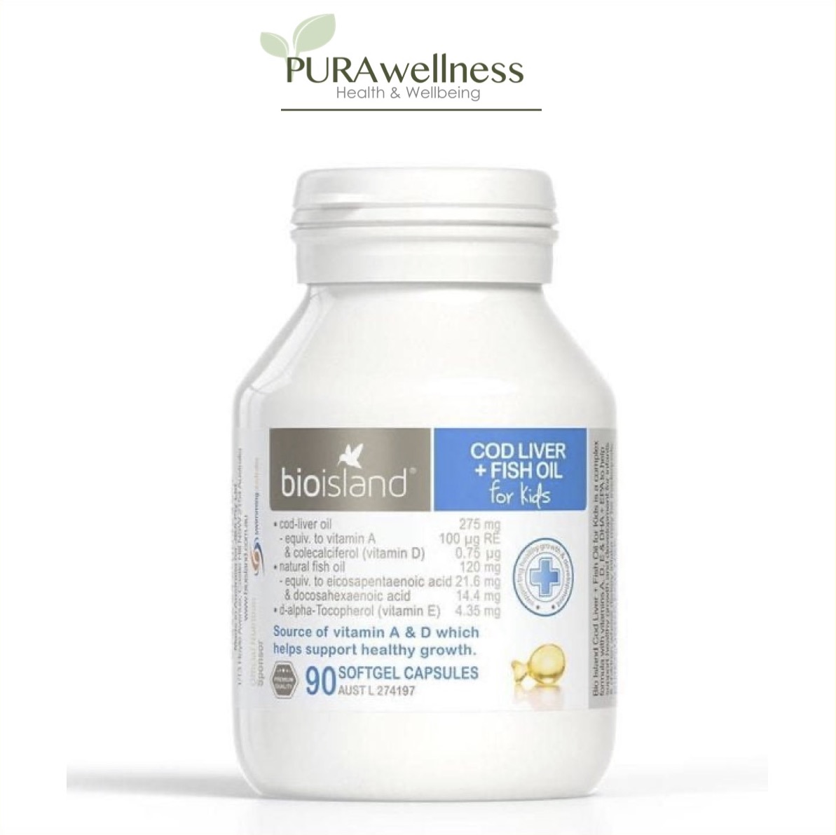 Bio Island Cod Liver Fish Oil - Viên Dầu cá bổ sung Omega-3 cho bé 90 viên