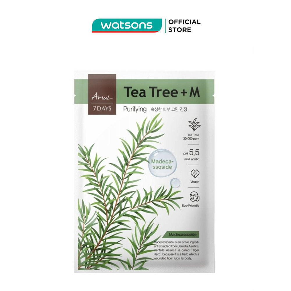 Mặt nạ ariul 7days tea tree + madecassoside tràm trà giảm mẩn đỏ & cải thiện da mụn 23ml