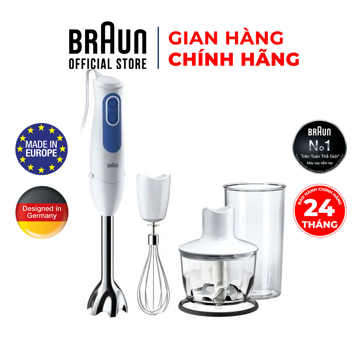 Máy xay cầm tay Braun MQ3035 Sản xuất 100% tại Châu Âu Số 1 thế giới