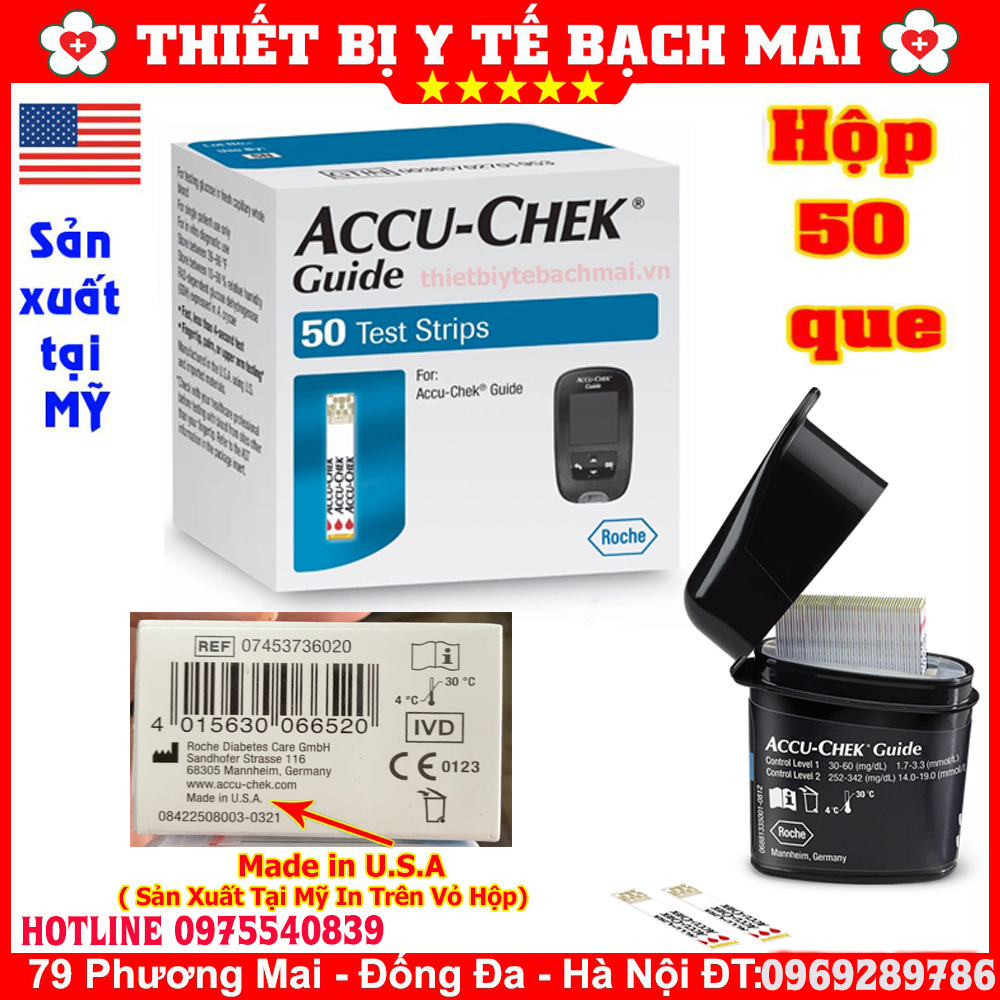 Que thử đường huyết accu-chek guide - hộp 50 que