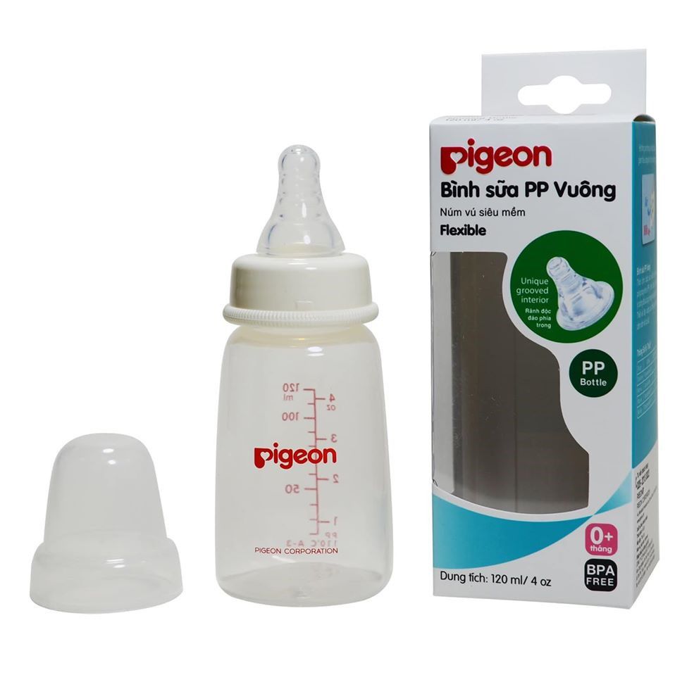 [HCM]Bình Sữa Pigeon Pp Vuông 120Ml