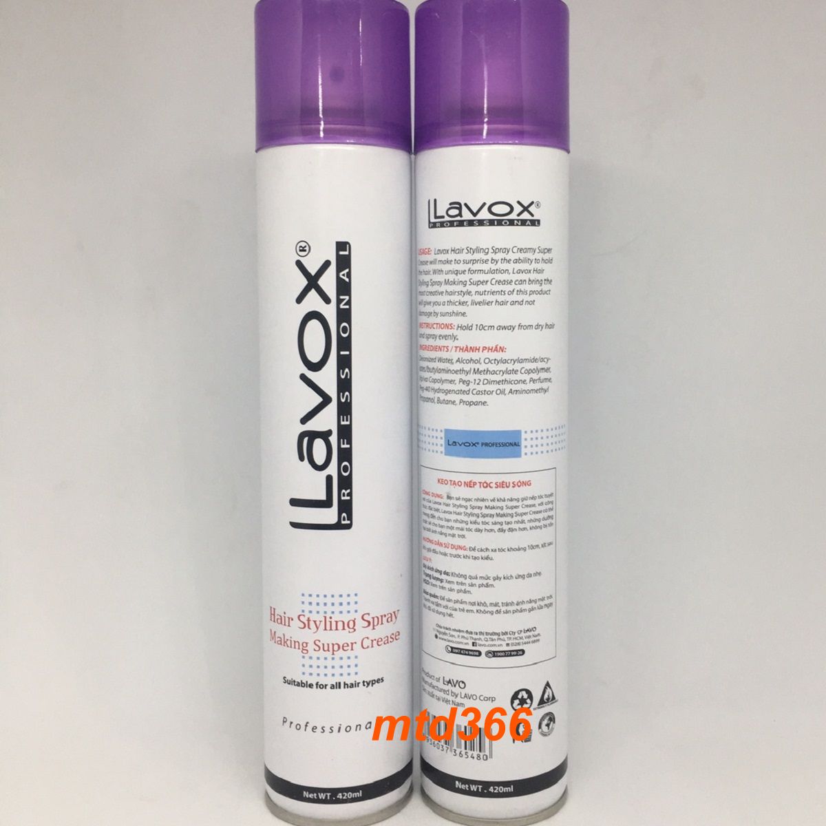 Keo Xịt Tóc Giữ Nếp Mềm (Tím) Lavox 420ml .