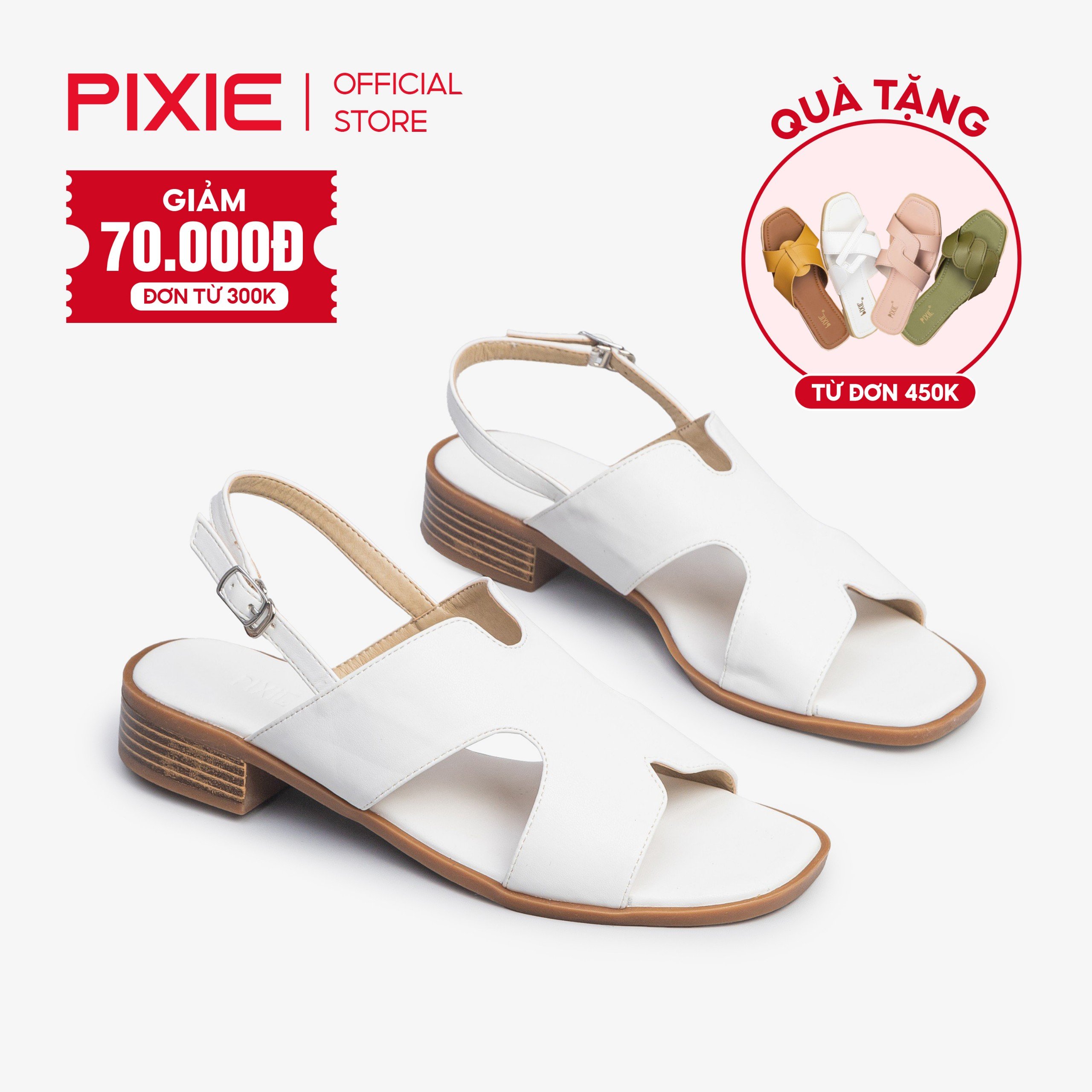 Giày sandal cao gót 3cm quai chư x pixie h212