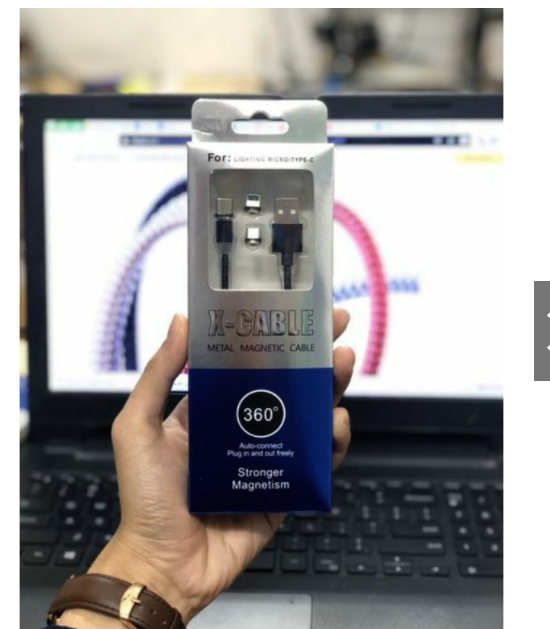 Cáp sạc từ hít nam châm 3 đầu(I.phone/ Micro/ Type C) xoay 360 độ