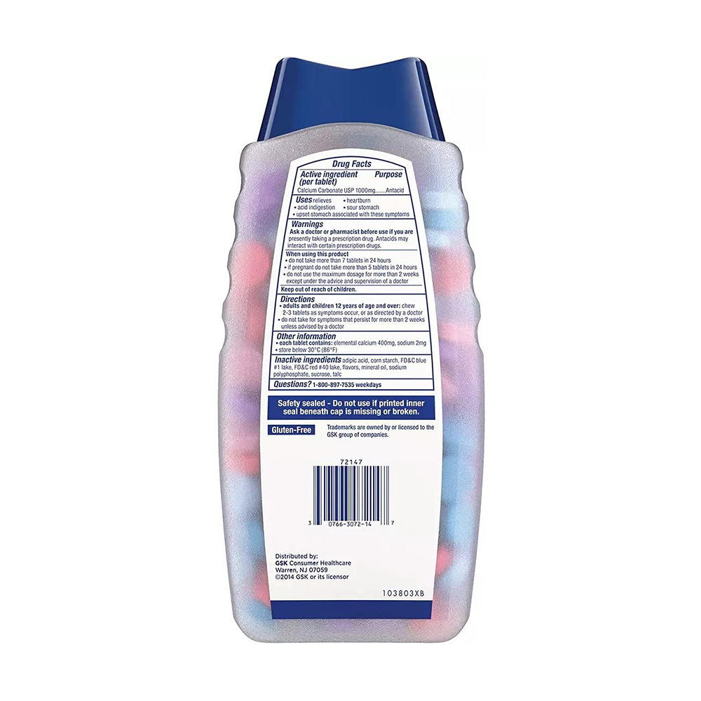 Kẹo ngậm giảm đầy hơi khó tiêu Tums Antacid Extra Strength 1000mg