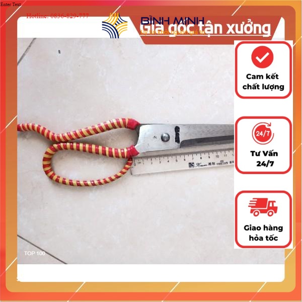 Kéo cắt vải tay duỗi tay quấn đỏ vàng