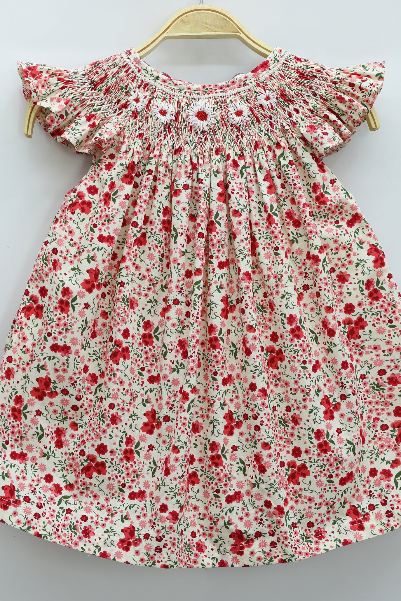 ĐẦM SMOCK ĐỎ HOA NHÍ