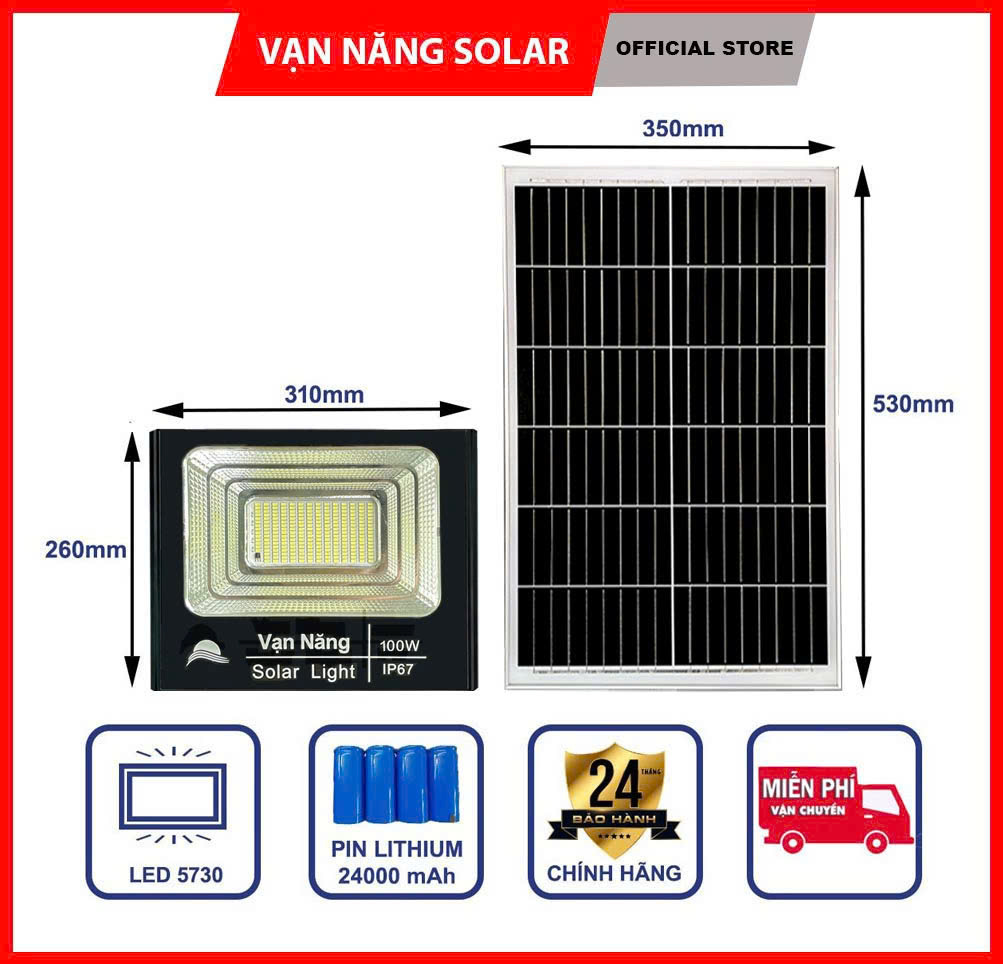 Đèn năng lượng mặt trời Vạn Năng Solar 100W