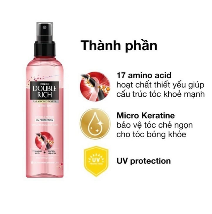 Double Rich Xịt dưỡng tóc chăm sóc tóc hư tổn ( hồng ) 250ml & 120ml