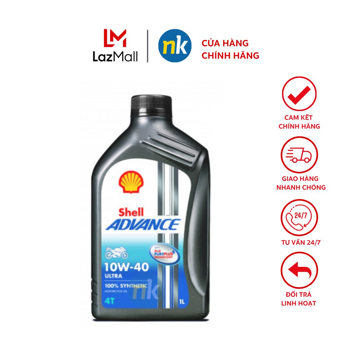 SHELL ADVANCE ULTRA 10W40 1L Nhớt tổng hợp xe số, mô tô PKL, PKN cao cấp nhập khẩu Thái Lan