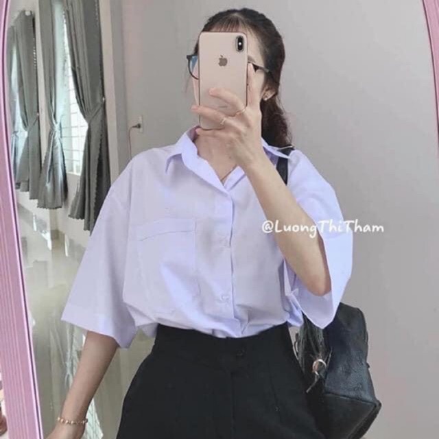 [Mã FAMAYWA giảm 10K đơn 50K] [HOTÁo sơ mi trắng cộc tay có túi
