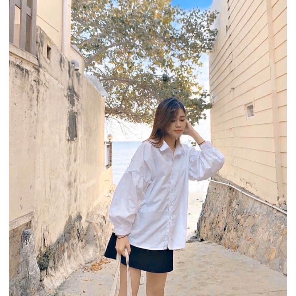 Áo sơ mi trắng nữ tay phồng dễ thương