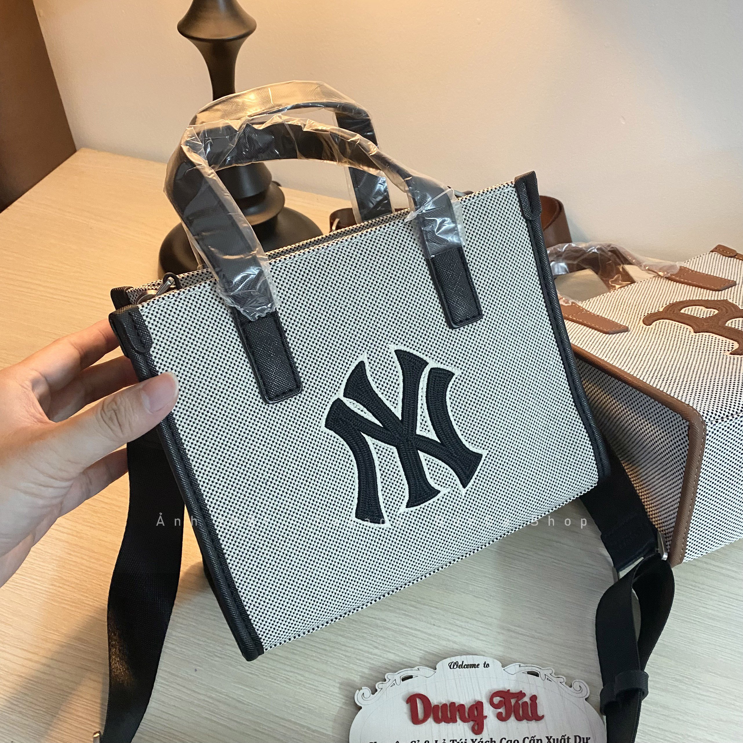 Túi đeo chéo quai xách basic canvas tote size 23 (đen / nâu / xanh)