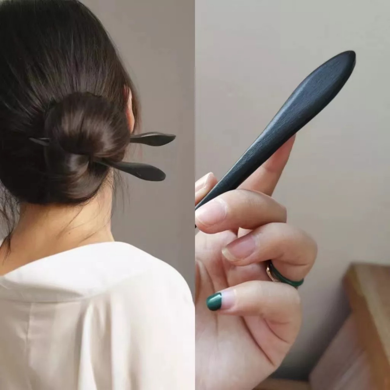 Trâm búi tóc phong cách cổ phong thun gỗ mun đen