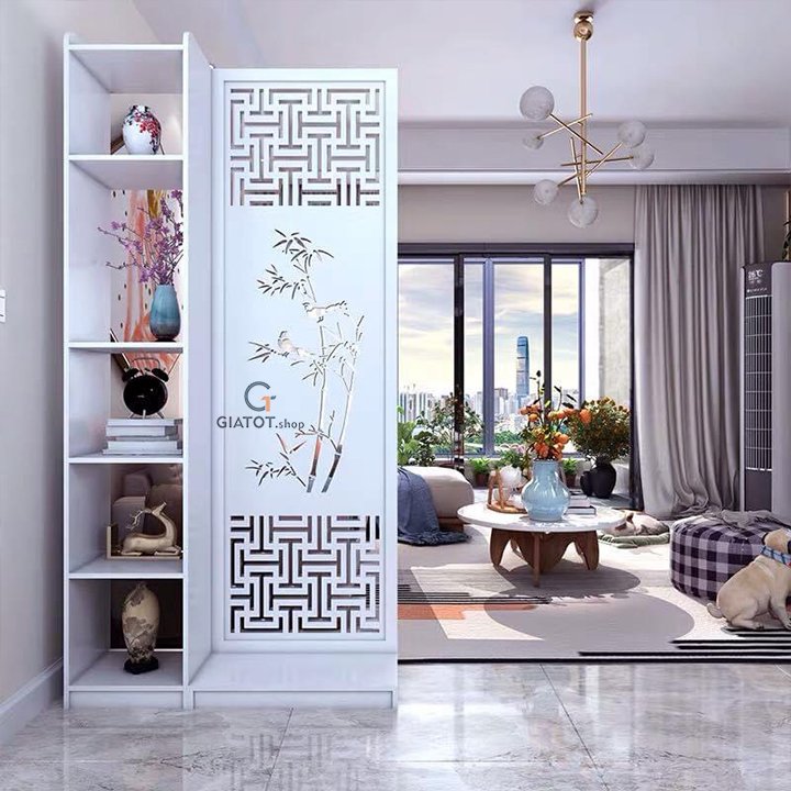 Vách ngăn liền kệ hình cành trúc sang trọng GTS331