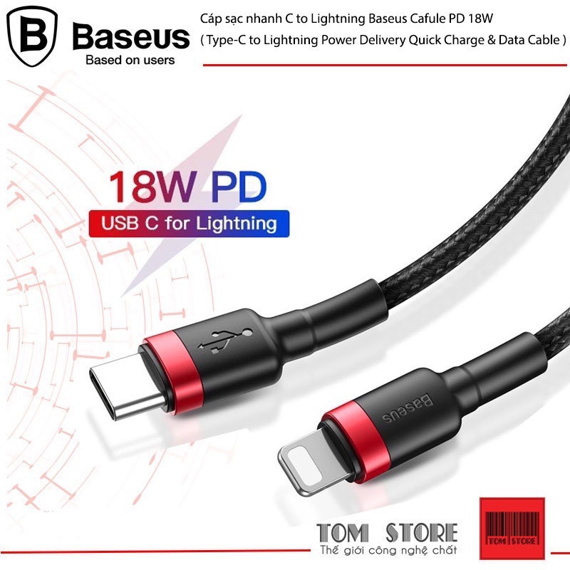 Cáp sạc nhanh 18W dùng cho iPhone 11 , Iphone 11 Pro , Pro Max - Baseus Cafule Data Cable Type-C to iphone 11