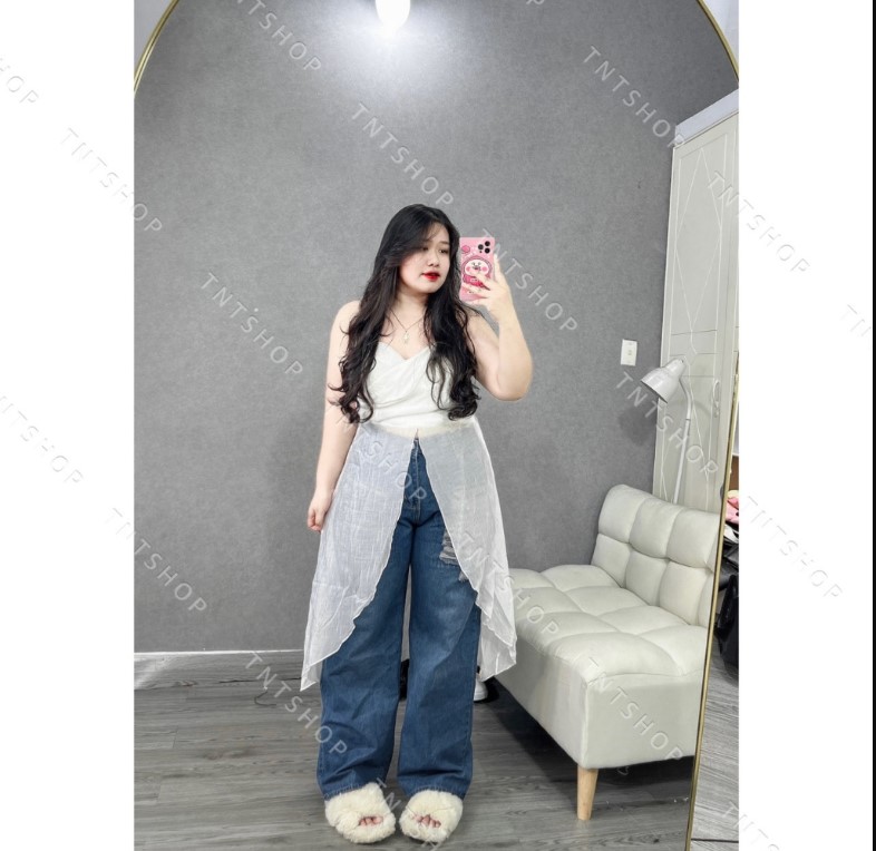 ÁO 2 DÂY ROSE TOP XẺ TÀ DÀI [TNT SHOP BIGSIZE 60KG 90KG]