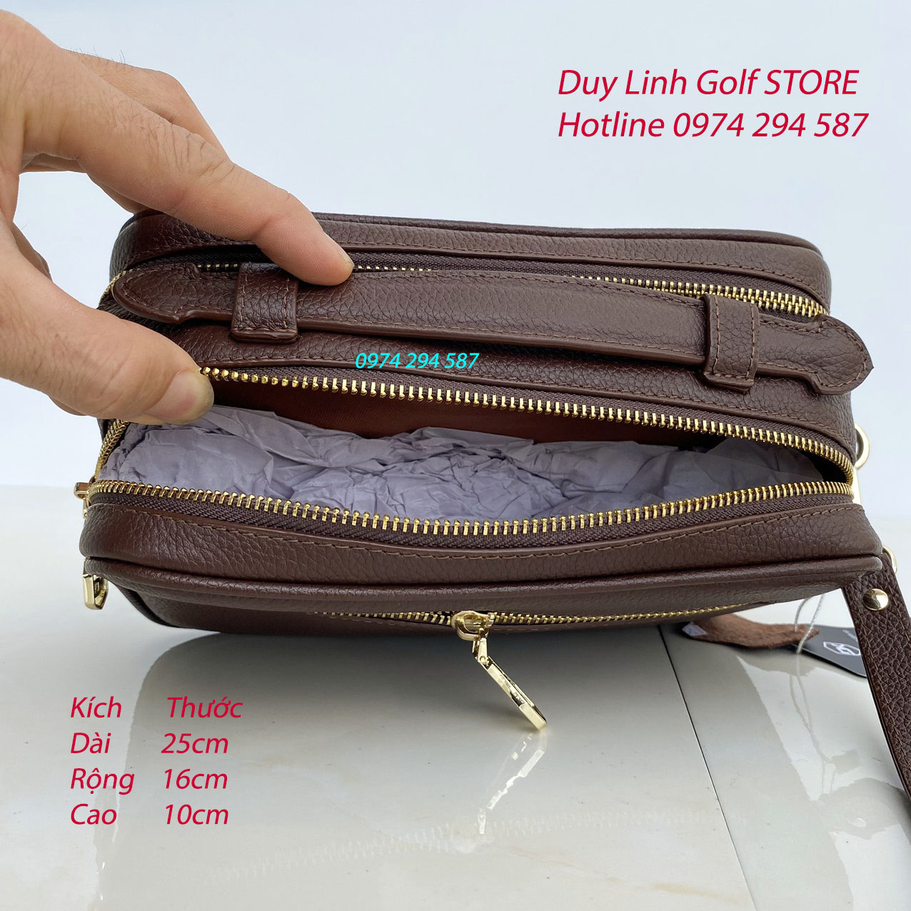 Túi Golf Nam Cầm Tay Da Bê AUTHENTICH Maldini - Có Khóa Số