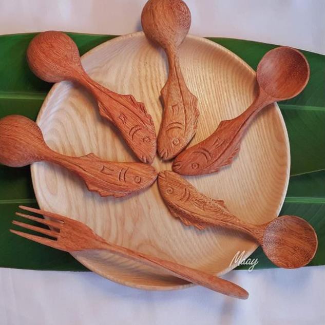 Fish shaped wooden spoon