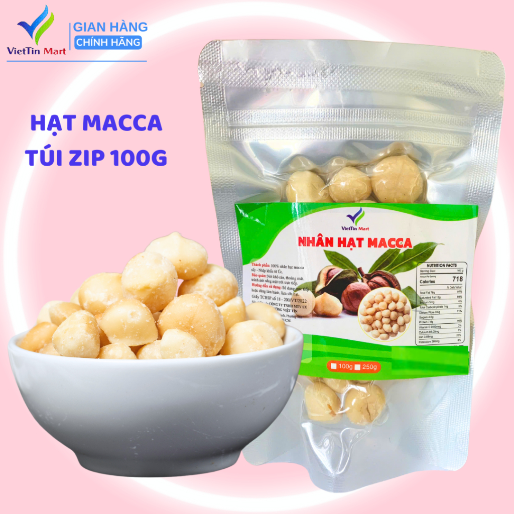 Nhân Hạt Macca Vỡ Đôi Zip Hút Chân Không VietTin Mart