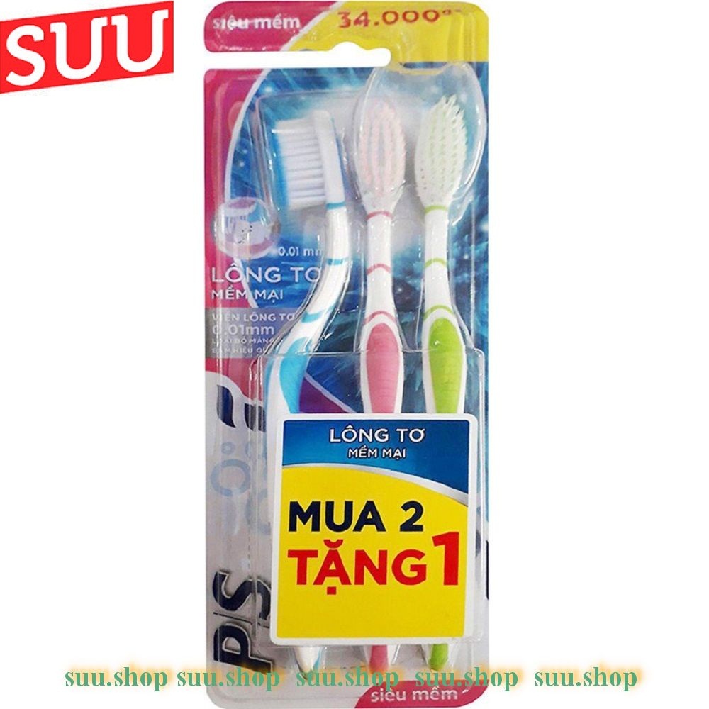 Combo 03 Bàn Chải Đánh Răng P/S Lông Tơ Siêu Mềm (Màu Ngẫu Nhiên)