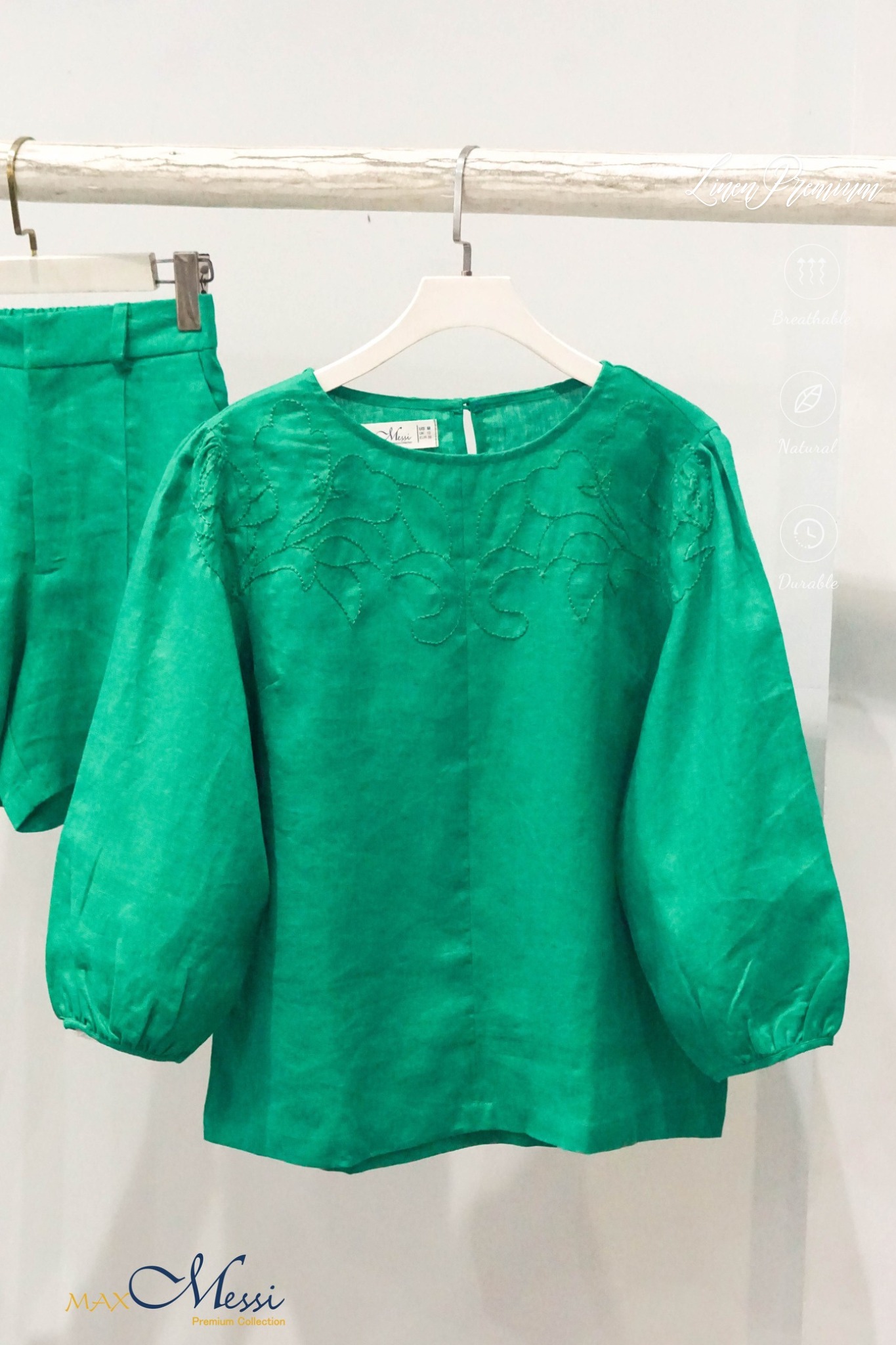 Áo linen thêu tay lửng HEBE - MaxMessi