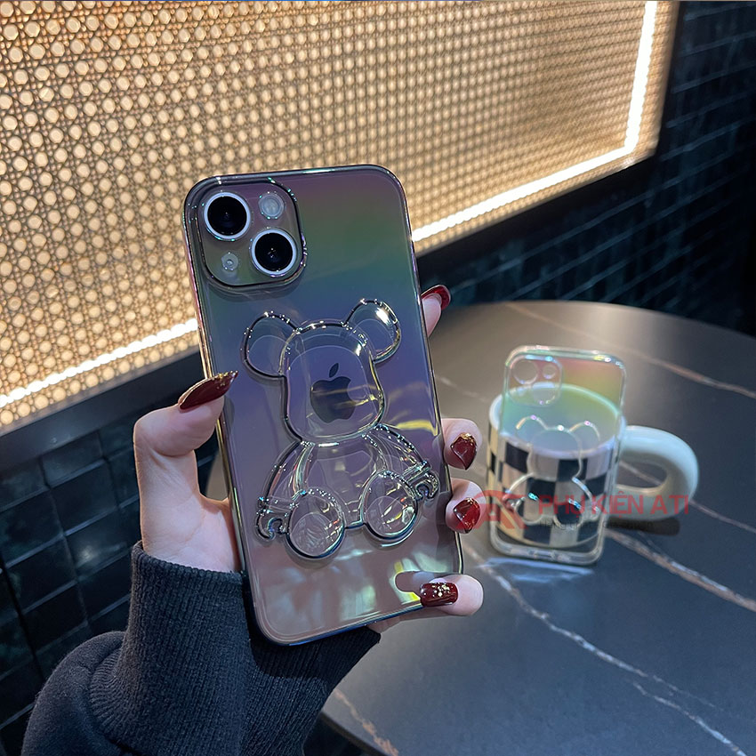 Case for iPhone bear Bearbrick, case phone bear shape color laser transparent for iPhone series 11, iPhone 12, iPhone 13 Promax-accessories ATI