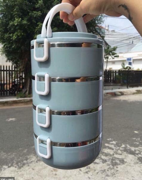 [HCM]Hộp Đựng Cà Men 4 Tầng Lõi Inox Bằng Lúa Mạch