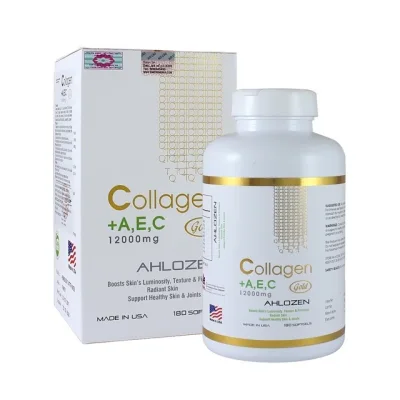 [HCM]Viên collagen A E C 12000mg Ahlozen Gold hộp 180 viên Date 2023