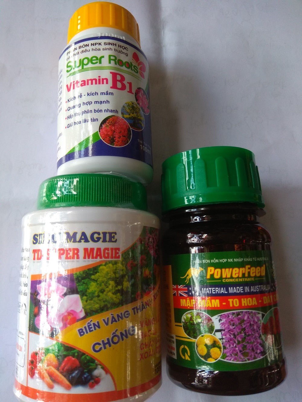 [HCM]Bộ sản phẩm dưỡng cây chăm sóc hoa lan (power feed+super Mg+Super root B1 ) - 100ml/chai
