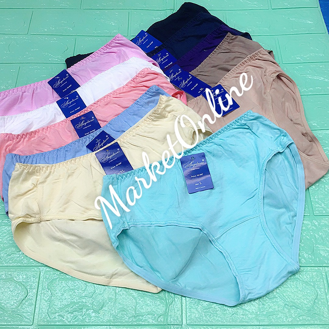 Combo 10 quần lót nữ cạp cao bigsize chất cotton lụa cao cấp ang10 48kg-100kg