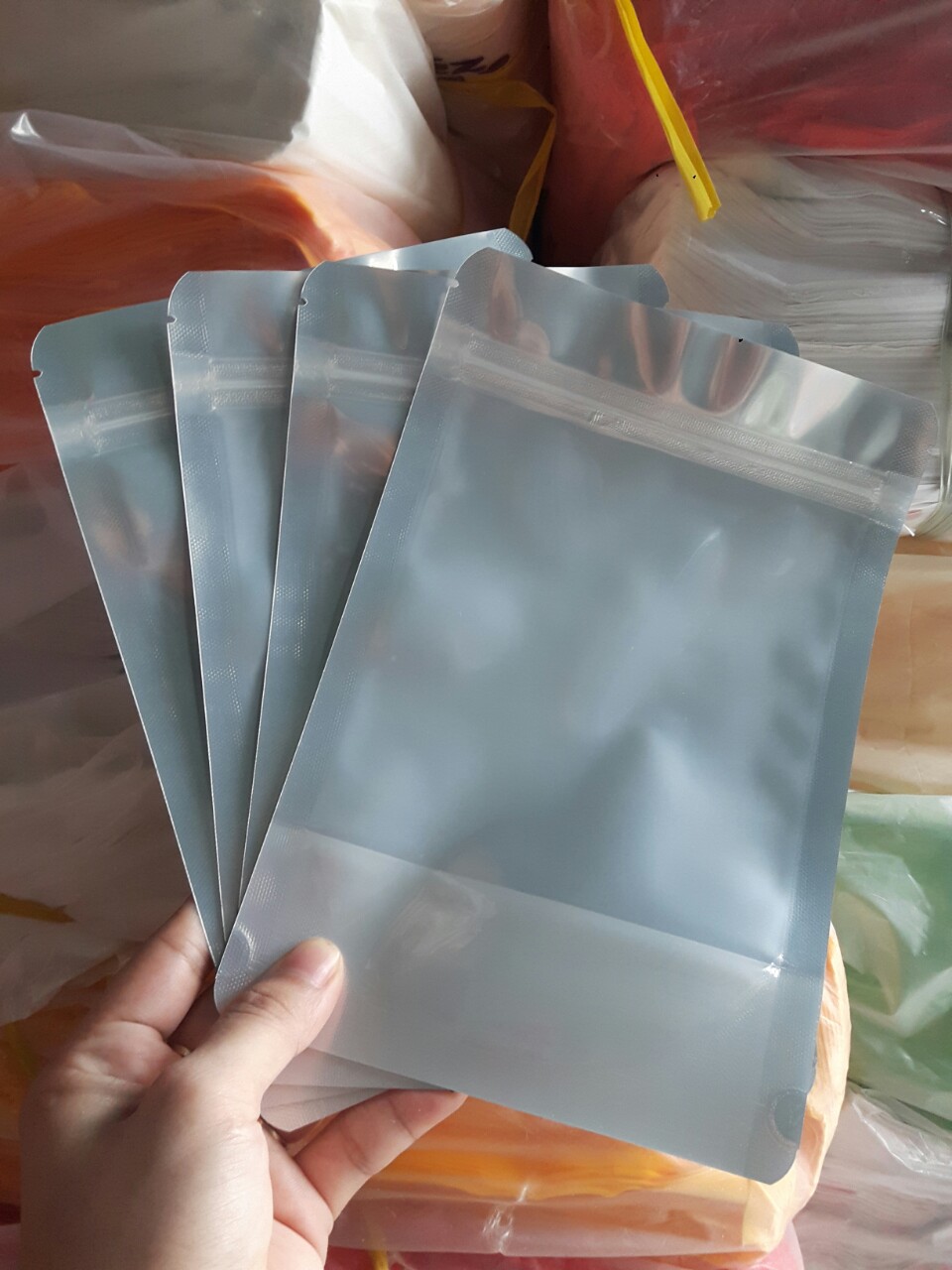 {500gr/1size} -  Túi zipper đáy đứng Mặt Bạc Mặt Trong (đủ size, sản phẩm y hình)